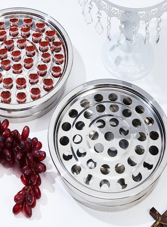 Zhehao 2 Pcs Communion Trays for Churches Set Church Supplies Plates for Church with Disposable Cups (Silver) - Image 4